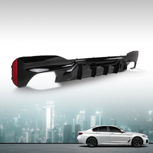 Solid Spare Fit For 17-23 BMW G30/G31/G38 5 Series M Sport Rear Bumper Diffuser Gloss Black