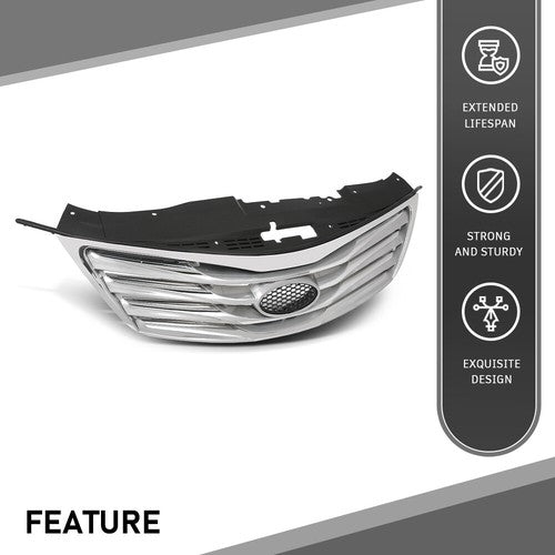 Solid Spare Fit For 12-14 Hyundai Azera Front Bumper Upper Grille Grill Black & Chrome