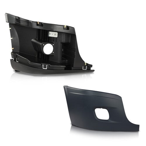 Solid Spare Fit For 08-17 Freightliner Bumper Right Reinforcement & Cover W/ Fog Hole