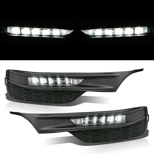 For 2016-2017 Honda Accord Seden 4DR Front Bumper LED DRL Fog Lights Lamps