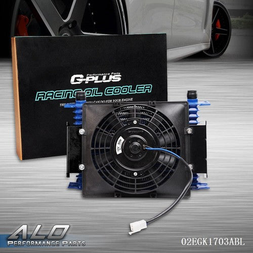 Solid Spare 15 Row 10AN Universal Aluminum Transmission Engine Oil Cooler + 7" Cooling Fan