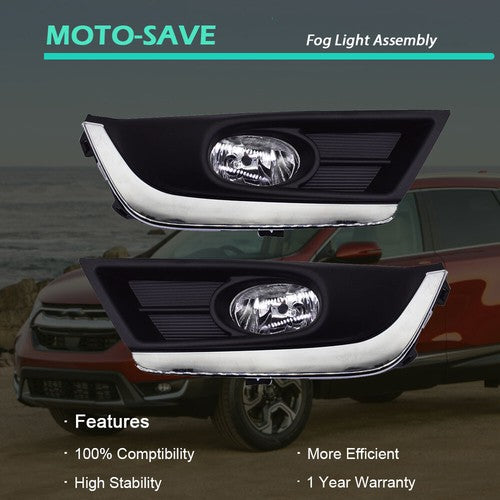 Solid Spare Halogen 3000k Fog Light Assembly w/Bezels For Honda CR-V 17-18 33901-SLE-305