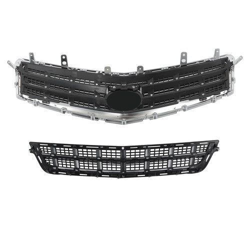 Solid Spare Front Bumper Cover Grille+Lower Grille For Cadillac ATS 2013-2014 Matte Black