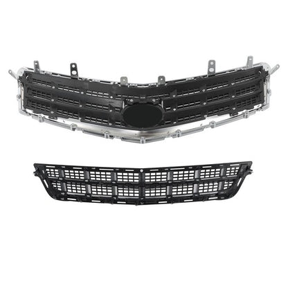 Solid Spare Front Bumper Cover Grille+Lower Grille For Cadillac ATS 2013-2014 Matte Black