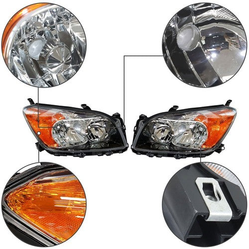 Solid Spare For Toyota Rav4 Sport 2009-2012 LH+RH Headlight Replacement Halogen Housing
