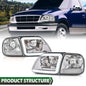Solid Spare Fit For 97-03 Ford F150/99-02 Expedition Chrome LED DRL Headlights&Corner Lights