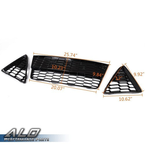 Solid Spare Fit For 12-14 Ford Focus Front Bumper Lower Grille Grills Honeycombed 3Pcs