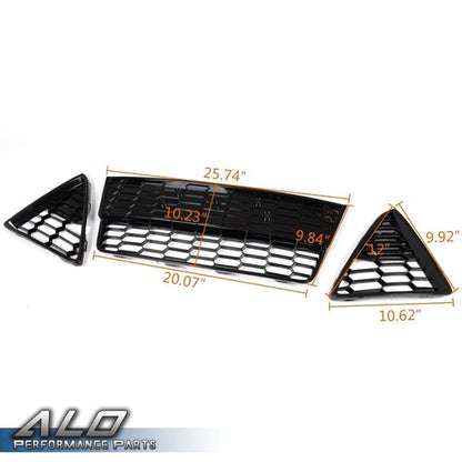 Solid Spare Fit For 12-14 Ford Focus Front Bumper Lower Grille Grills Honeycombed 3Pcs