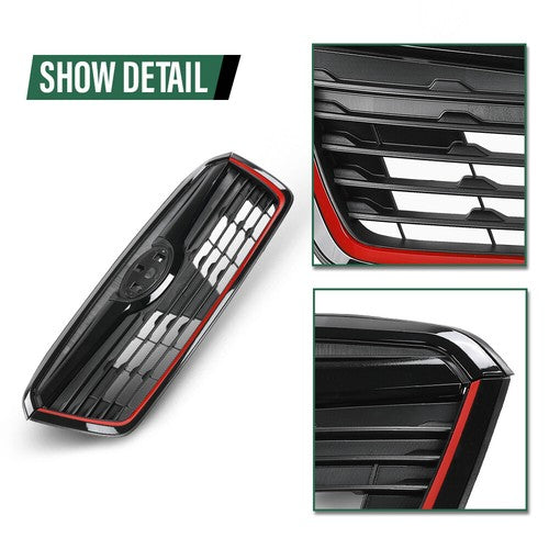 Solid Spare For 2019 2020 2021 Subaru Forester Sport Front Bumper Upper Grille w/Red Trim