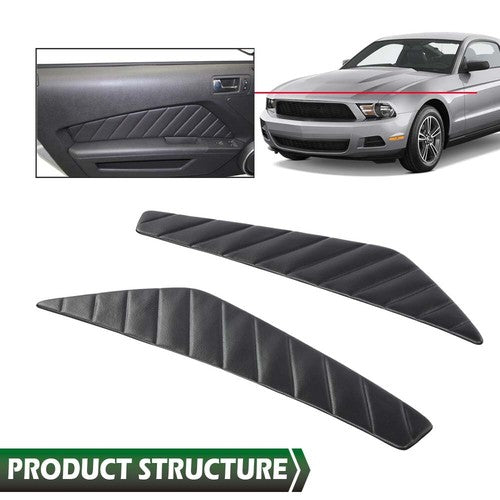 Solid Spare 2pcs Fit For 2010-2014 Ford Mustang Left+Right Door Panel Insert Pleated Black