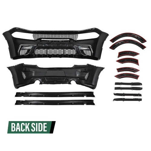 Solid Spare Front and Rear Bumper Hellcat Style Fit For 2015-2023 Dodge Charger Widebody Kit