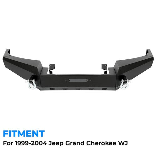Solid Spare For Jeep Grand Cherokee WJ 1999-2004 Steel Black Front Bumper w/ D-Rings