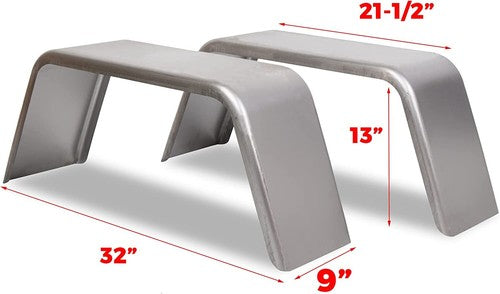Solid Spare Pair of Square Single Axle Trailer Fenders For 14" 15" 16" Wheels For Cargo