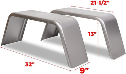 Solid Spare Pair of Square Single Axle Trailer Fenders For 14" 15" 16" Wheels For Cargo