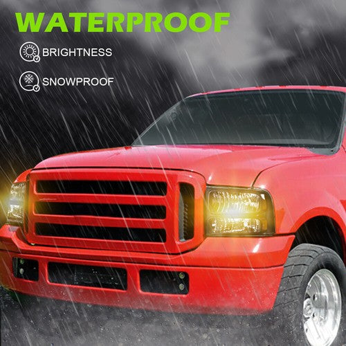 Solid Spare Fit For 99-04 Ford Super Duty Truck Excursion Headlights Conversion Kit W/ Bulb