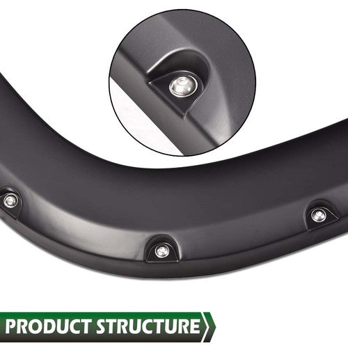 Solid Spare Fit For 07-13 GMC Sierra 1500 Offroad Pocket Rivet Style Wheel Fender Flares 4pc