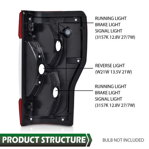 Solid Spare Tail Light Brake Lamp Left Driver Side Fit For 17-19 Ford F250 F350 Super Duty