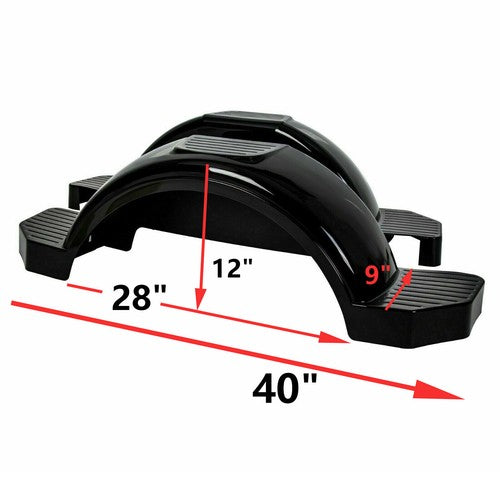 Solid Spare Glossy Black 2 (TWO) SINGLE AXLE TRAILER FENDERS FOR 13" WHEELS TIRES SKIRT BOAT