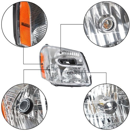 Solid Spare Headlight Fit For Chevy Equinox 2005-2009 Headlamps Passenger Side Clear Housing