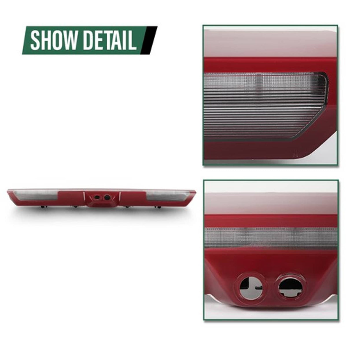 Solid Spare Fit For 2019-2025 Chevy Silverado GMC Sierra Third Brake Light w/ 2 Camera Holes