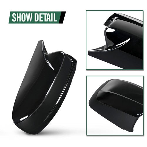 Solid Spare Fit For 2015-2023 Dodge Charger SRT Black Horn Side Wing Mirror Cover Cap Trim