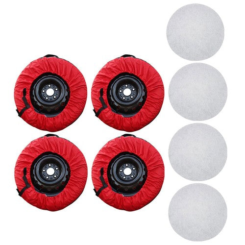 Solid Spare Car Cover New 4Pcs Tyre Cases Tyre Bags For Red 420D And Black 600D W/ Handheld