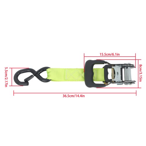 Solid Spare 4-Pack 1.6"x8' Green Ratchet Straps Kit 5,208lb Break Strength w/ Safety S Hooks
