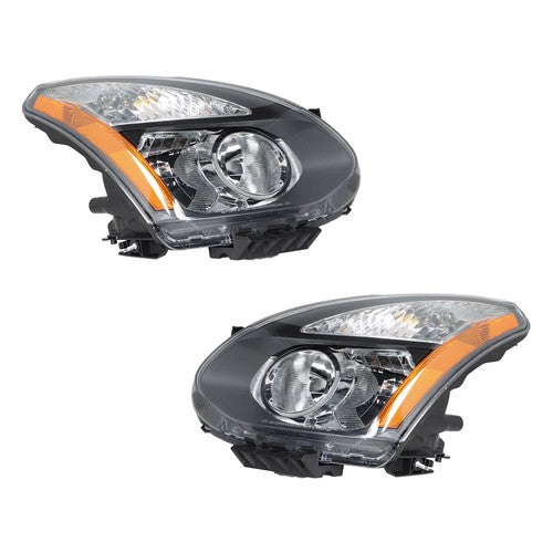 Solid Spare Right+Left Side Headlights For Nissan Rogue 2008-2013 Halogen Projector Black