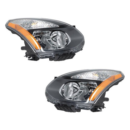 Solid Spare Right+Left Side Headlights For Nissan Rogue 2008-2013 Halogen Projector Black