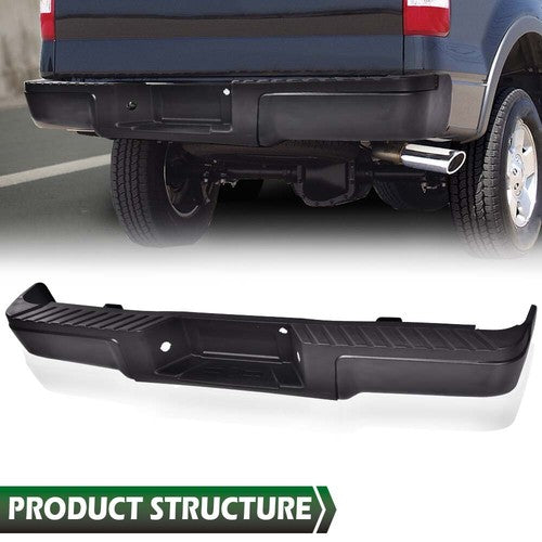 Solid Spare Black - Complete Rear Steel Bumper Assembly Fit For 2009-2014 Ford F150 Truck