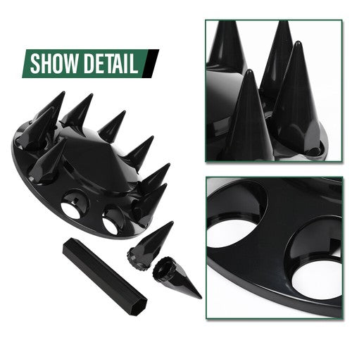 Solid Spare 2pcs Front Hub Cover For Semi Truck Wheel Cover 33mm Nut Covers Spiked Black