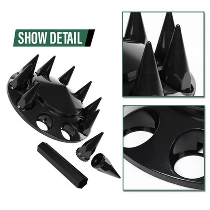Solid Spare 2pcs Front Hub Cover For Semi Truck Wheel Cover 33mm Nut Covers Spiked Black