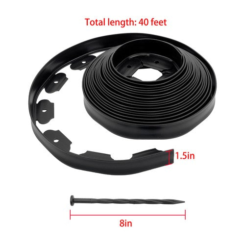 Solid Spare 40FT Garden Edge Lawn Grass Stone Isolation Strip 16pcs Anchoring Spik New