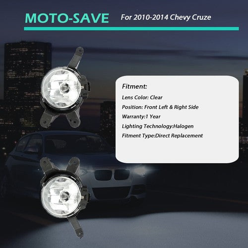 Solid Spare Halogen Fog Lights w/Wiring+Switch+Bezles For 2010-2014 Chevy Cruze LH+RH Side