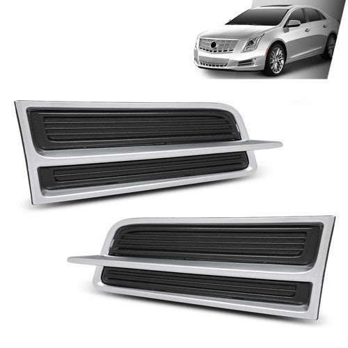 Solid Spare Fit For 2013-2015 Cadillac XTS Front Bumper Insert Fog Light Cover Left+Right