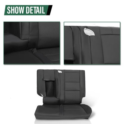 Solid Spare Fit For 2011-2019 Jeep Grand Cherokee Front & Rear Full Set Seat Covers Replace