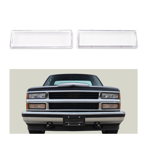 Solid Spare Fit For 1994-1998 GMC C/K Sierra Suburban Headlight Replacement Lens Clear