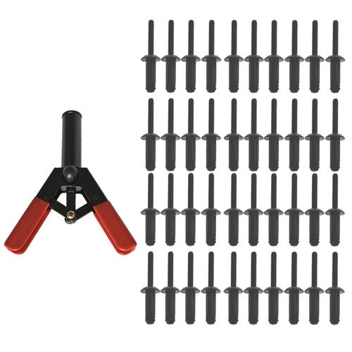 Solid Spare 41Pcs Plastic Poly Rivet Gun Quick Set Riveting Hand Tool W/ 40 Poly Rivets