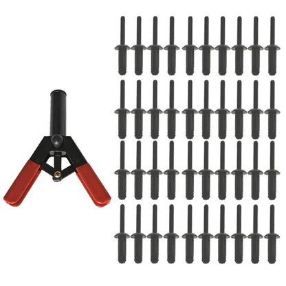 Solid Spare 41Pcs Plastic Poly Rivet Gun Quick Set Riveting Hand Tool W/ 40 Poly Rivets