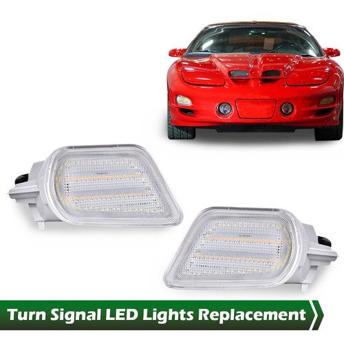 Solid Spare Fit For 1998-2002 Pontiac Firebird Trans Am Front Bumper LED Turn Signal Lights