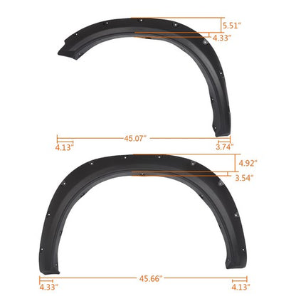 Solid Spare Fit For 2009-2023 Dodge Ram 1500 / Classic Pocket Rivet Bolt On Fender Flares