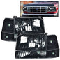 Solid Spare Smoke Lens Chrome Headlights Bumper Lamps Fit For 92-96 F150 F250 F350 Bronco