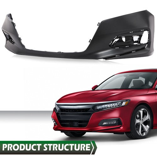 Solid Spare Front Bumper Cover Fit For 2018-2020 Honda Accord Sedan W/o Sensor HO1000314