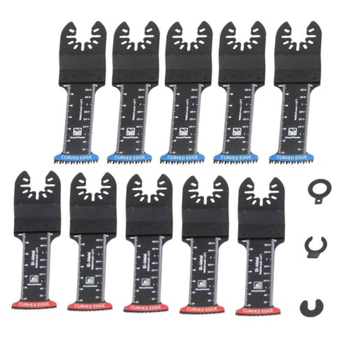 Solid Spare Extended Japanese Tooth Oscillating Saw Blades (5 red & 5 blue) 10-Piece