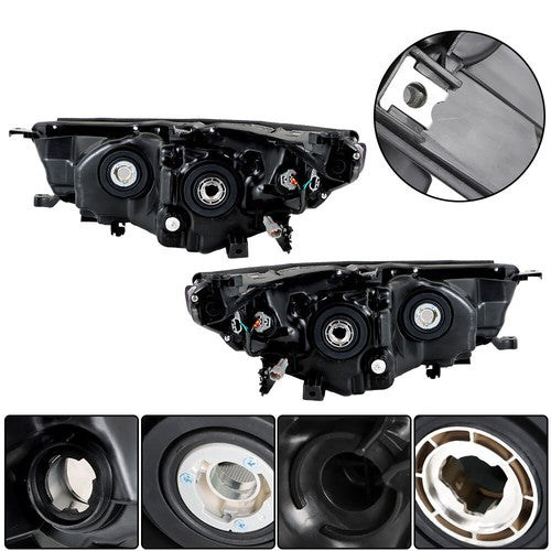 Solid Spare Left+Right Side Clear Front Headlights Headlamps For Toyota Highlander 2014-2016