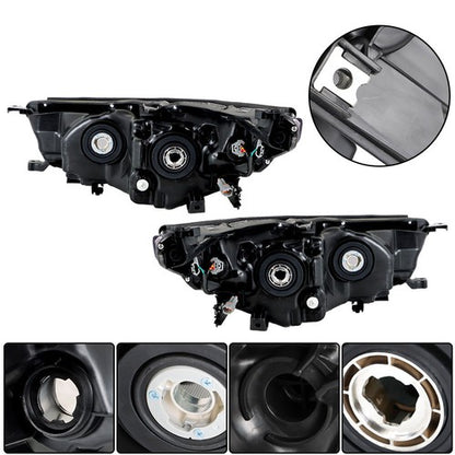 Solid Spare Left+Right Side Clear Front Headlights Headlamps For Toyota Highlander 2014-2016