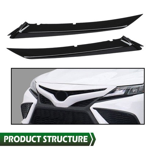 Solid Spare Fit For 18-22 Toyota Camry SE/XSE Front Bumper Headlight Trim Molding Pair