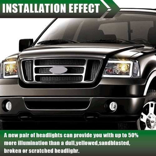 Solid Spare LED DRL Projector Headlights Smoke Fit For 04-08 Ford F-150/Lincoln Mark LT