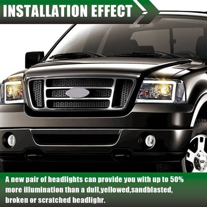 Solid Spare LED DRL Projector Headlights Smoke Fit For 04-08 Ford F-150/Lincoln Mark LT
