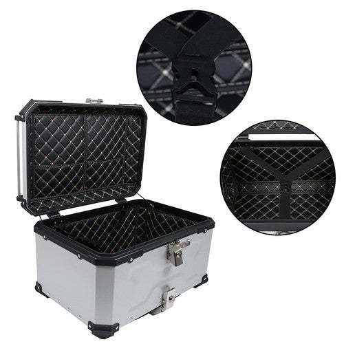 Solid Spare Silver Motorcycle Aluminum Trunk Rear Top Case Luggage Tour Tail Tool Box 65L
